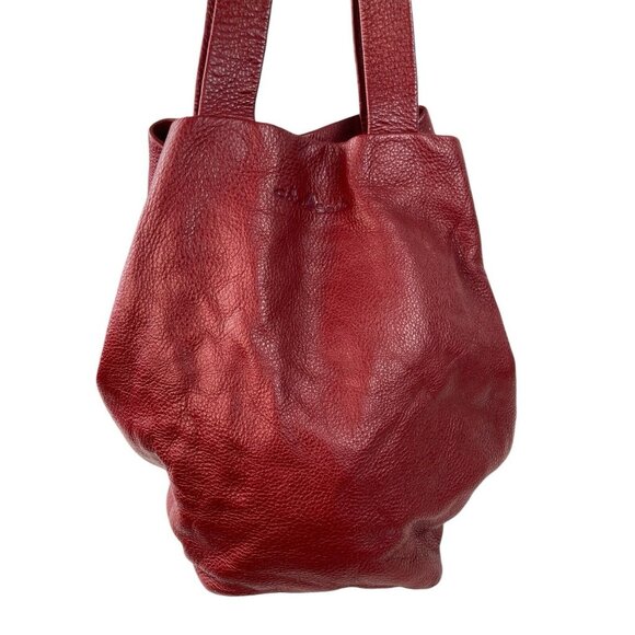 Neta Sade Hobo Bag Purse Red Pebbled Leather Large Tote Handbag Designer - Picture 2 of 13